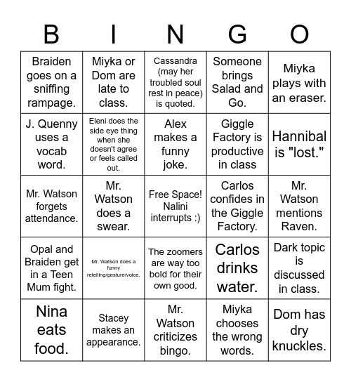 binGo remix no.4 Bingo Card