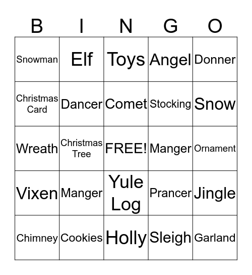 Christmas Bingo Card
