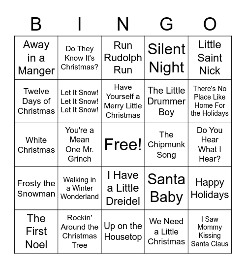Christmas Carol BINGO Card