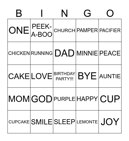 Cameryn Bingo Card