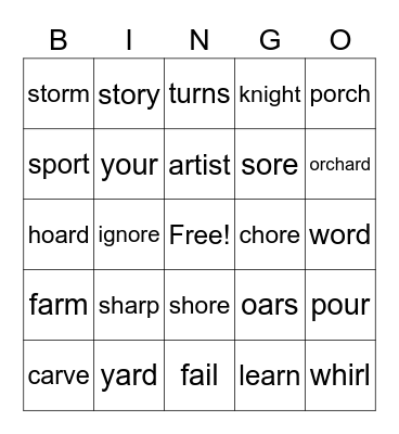 3 Bingo Card