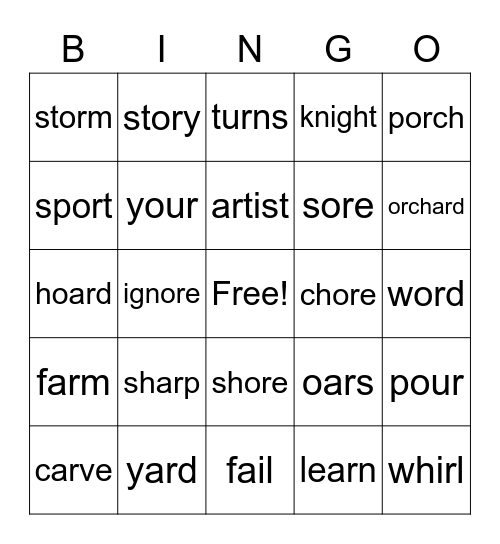 3 Bingo Card