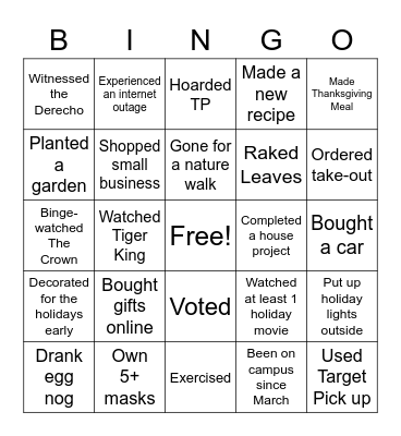 Christmas Bingo! Bingo Card