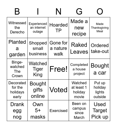 Christmas Bingo! Bingo Card