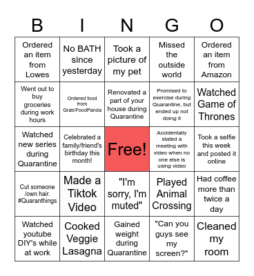WFH/Online Bingo Card