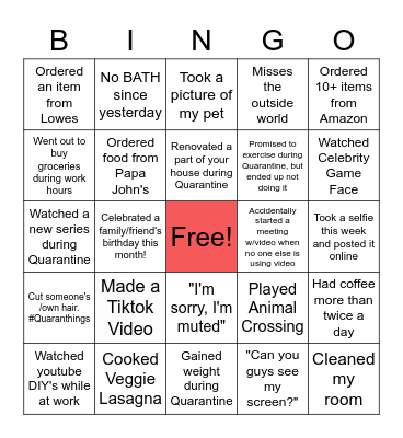 WFH/Online Bingo Card