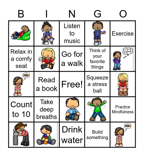 Self-Control Strategies Bingo Card