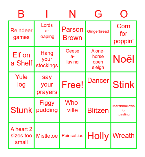 Holiday BINGO Card