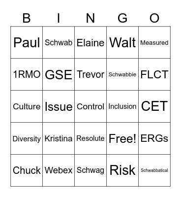 Schwab Bingo Card