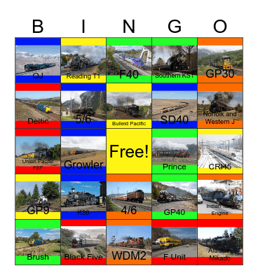 Railway Lines in North America, Europe and Asia Bingo Card
