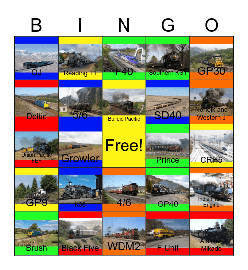 Railway Lines in North America, Europe and Asia Bingo Card