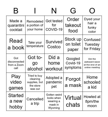 2020 Bingo Card