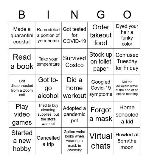 2020 Bingo Card