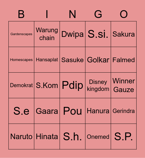 Lalachuu Bingo Card