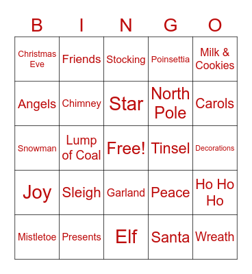 Holiday Bingo Card