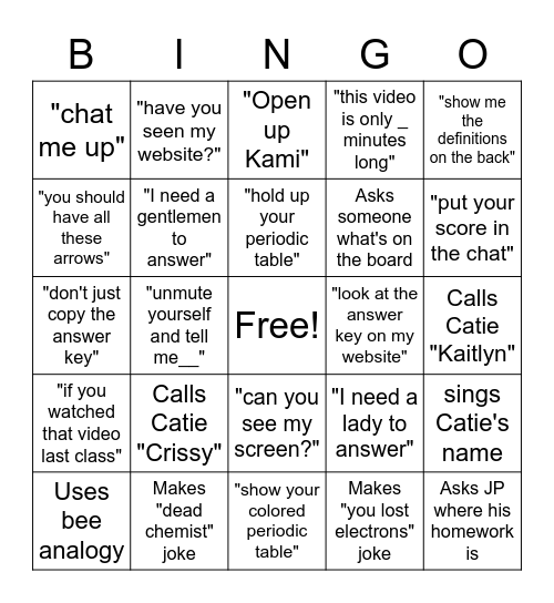 Burnett Bingo Card