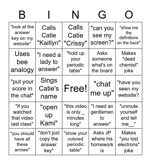 Burnett Bingo Card