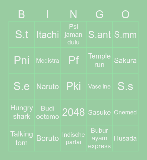 Lulu Bingo Card