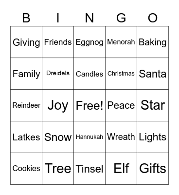 Holiday Bingo Card