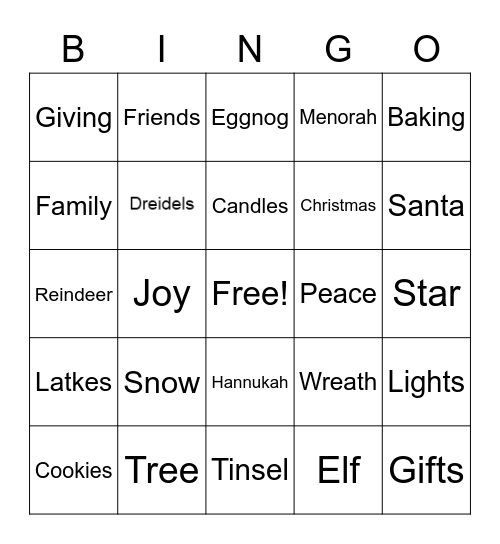 Holiday Bingo Card