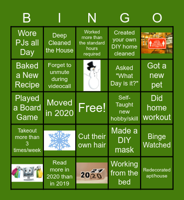 Winter 2020 Office Bingo Card