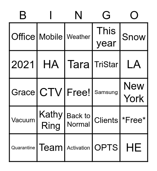 HHHHH^TM 2020 Bingo Card