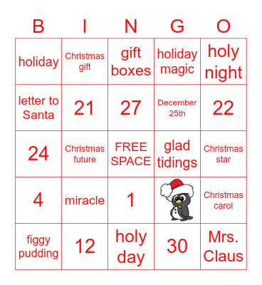 Holiday Bingo Card