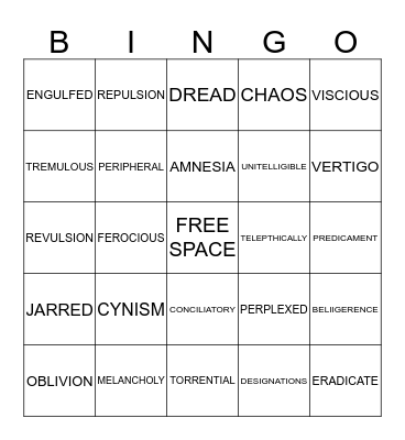 SCORCH TRIAL VOC. 1-6 Bingo Card
