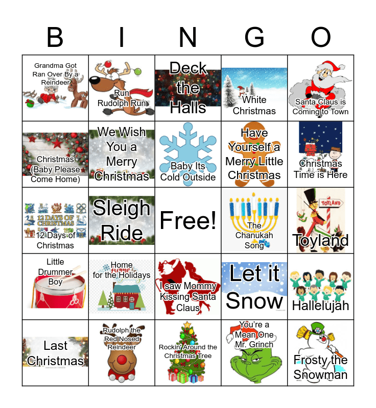 Sing Aphasia Holiday Music Bingo Card