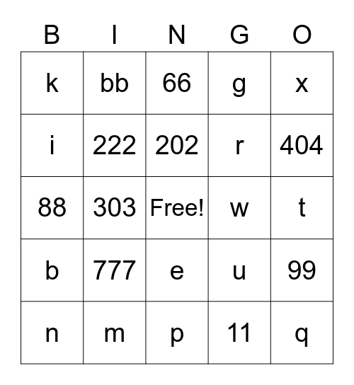 Test1966 Bingo Card