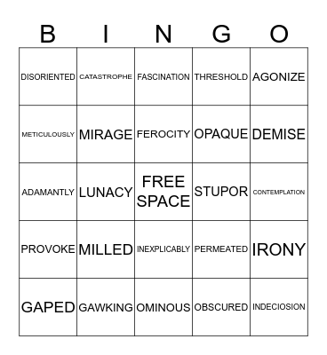 SCORCH TRIALS CH. VOCAB. CH.'S 7-18 Bingo Card