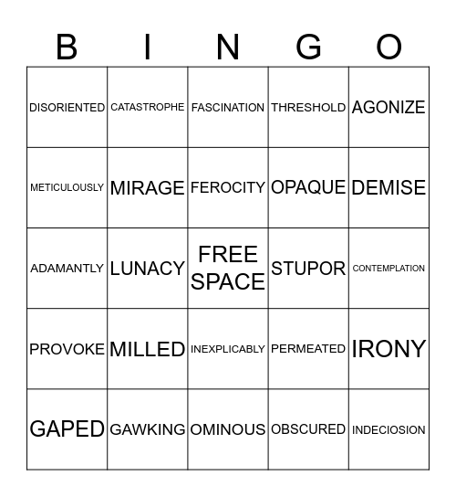 SCORCH TRIALS CH. VOCAB. CH.'S 7-18 Bingo Card