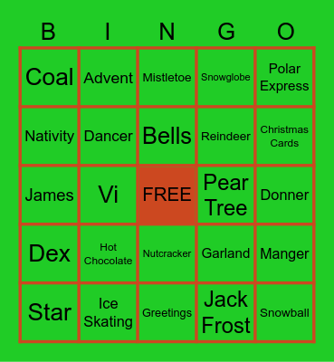 FAMILY BINGO Competition!! Bingo Card