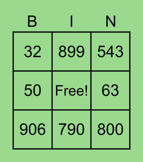 2 and 3 digit addition Bingo Card
