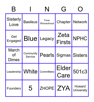 Orlando Zeta Bingo Card