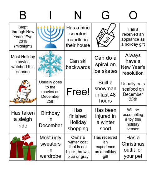 CDoT Ops Holiday Bingo Card
