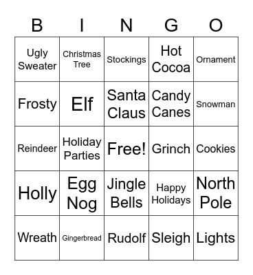 BCA Holiday Bingo Card