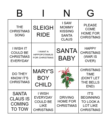 Christmas Disco Bingo Card