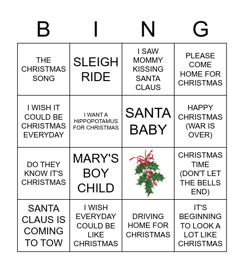 Christmas Disco Bingo Card