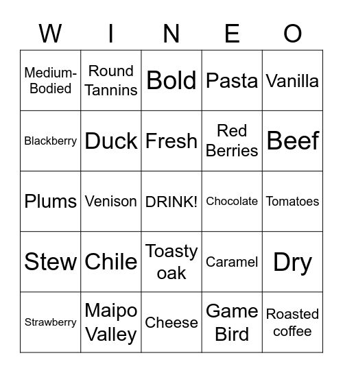 Santa Ema Merlot Bingo Card