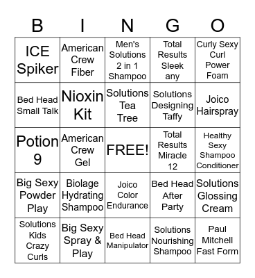 PRODUCT BINGO Card