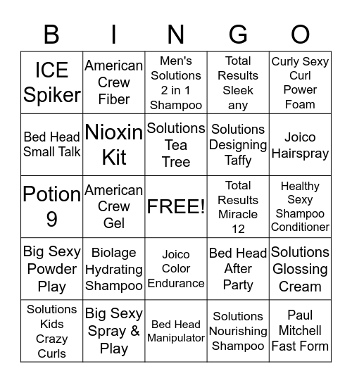 PRODUCT BINGO Card