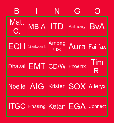 Assurance Bingo Card