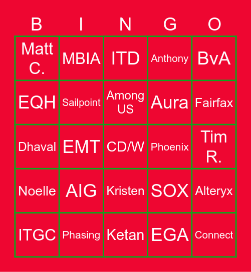 Assurance Bingo Card