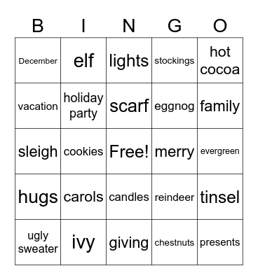 Holiday Bingo Card