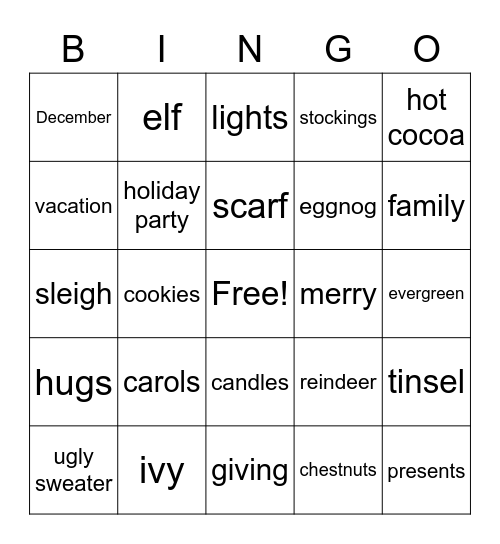 Holiday Bingo Card