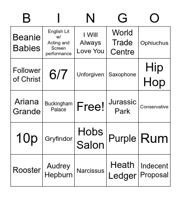 CHRISTIANA'S BIRTHDAY BINGO Card