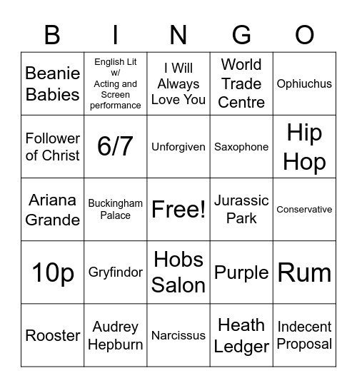 CHRISTIANA'S BIRTHDAY BINGO Card