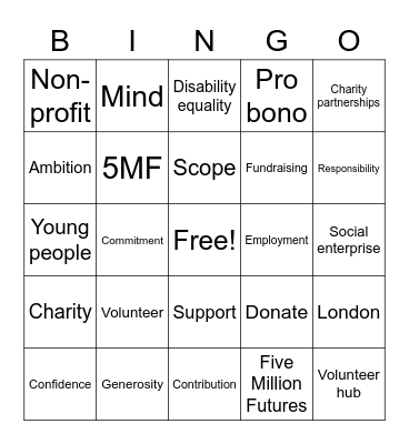 5 Million Futures Bingo Card
