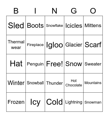 Winter Bingo Card